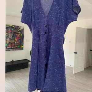 Marine Layer Purple Mini Dress with Subtle White Print
